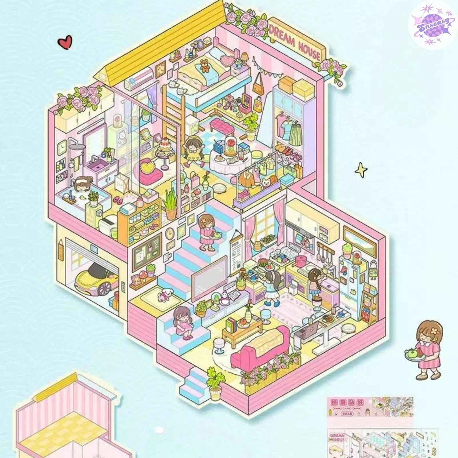 Plus Rabbit Courtyard – 3D Miniature Sticker Scenes - 2 Theme Sets: Rabbit Courtyard | Dream Home