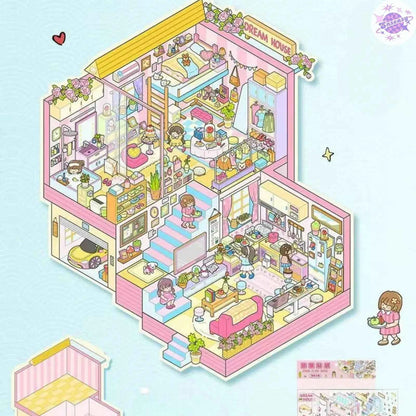 Plus Rabbit Courtyard – 3D Miniature Sticker Scenes - 2 Theme Sets: Rabbit Courtyard | Dream Home