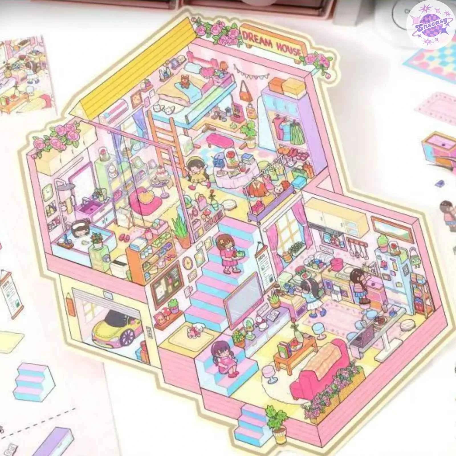 Plus Rabbit Courtyard – 3D Miniature Sticker Scenes - 2 Theme Sets: Rabbit Courtyard | Dream Home
