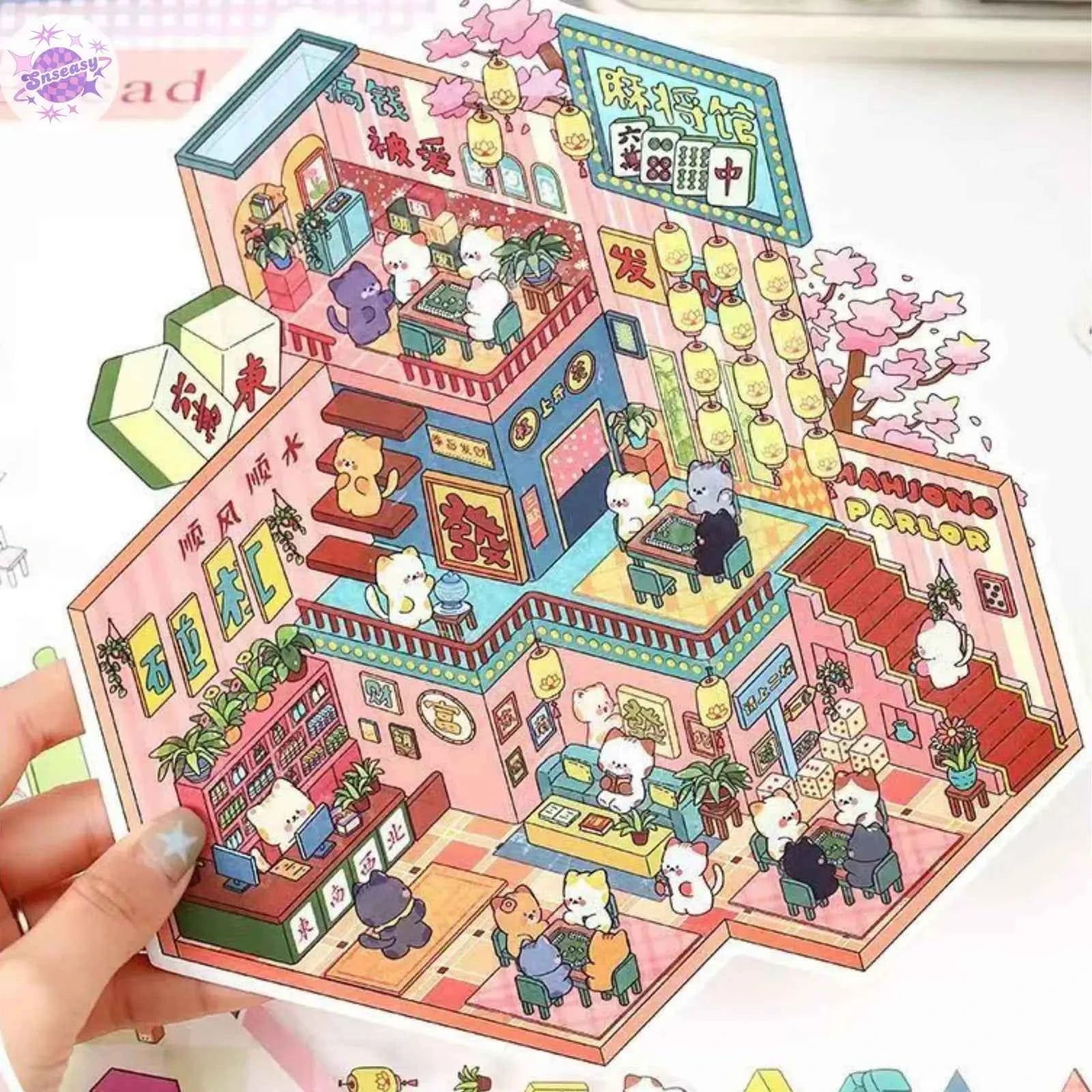 Plus Cozy Home – 3D Miniature Sticker Scenes - 2 Theme Sets: Cozy Home | Game Room