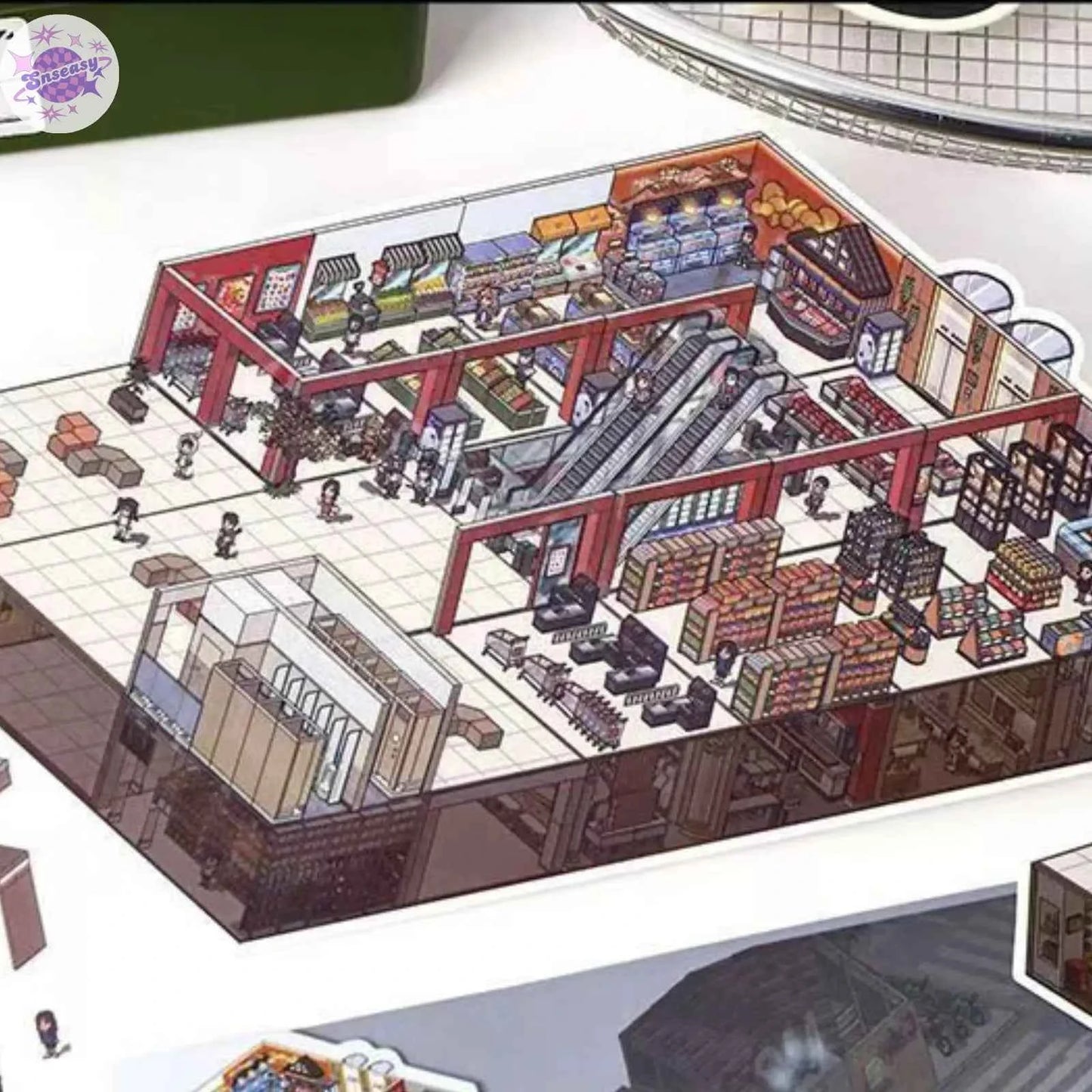 Plus Supermarket World – 3D Miniature Sticker Scenes - 2 Theme Sets: Supermarket World | Electronics City