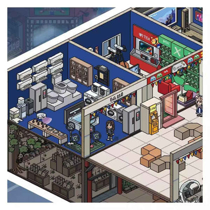 Plus Supermarket World – 3D Miniature Sticker Scenes - 2 Theme Sets: Supermarket World | Electronics City