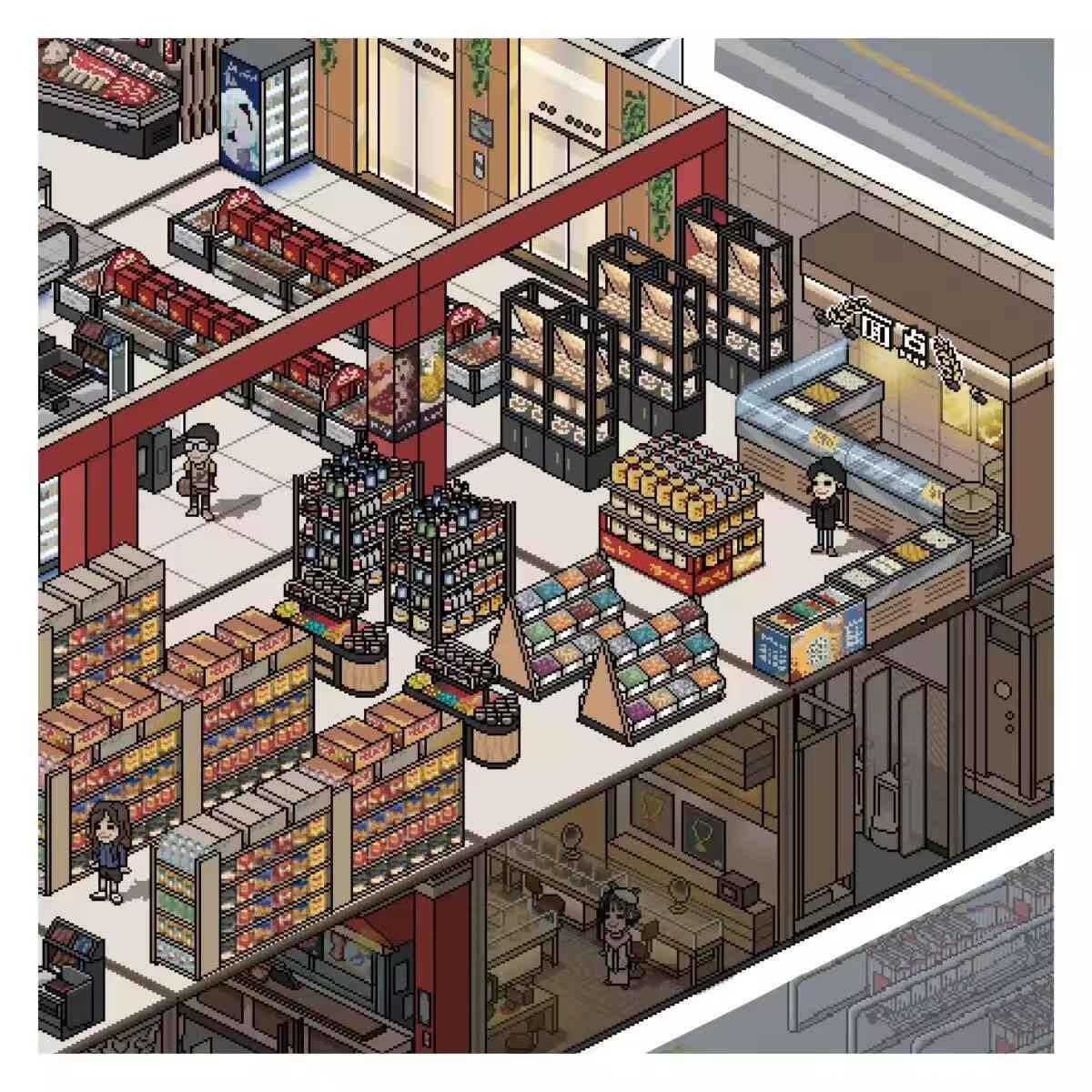 Plus Supermarket World – 3D Miniature Sticker Scenes - 2 Theme Sets: Supermarket World | Electronics City