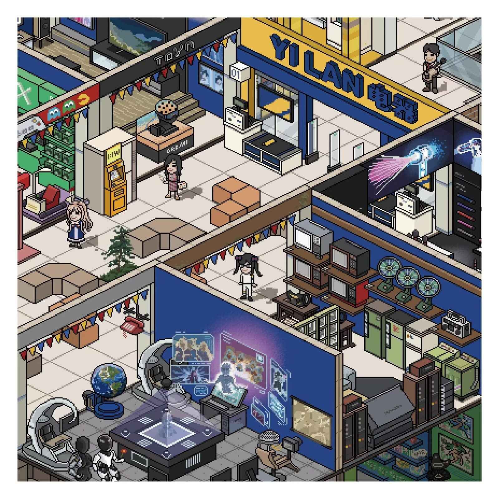 Plus Supermarket World – 3D Miniature Sticker Scenes - 2 Theme Sets: Supermarket World | Electronics City