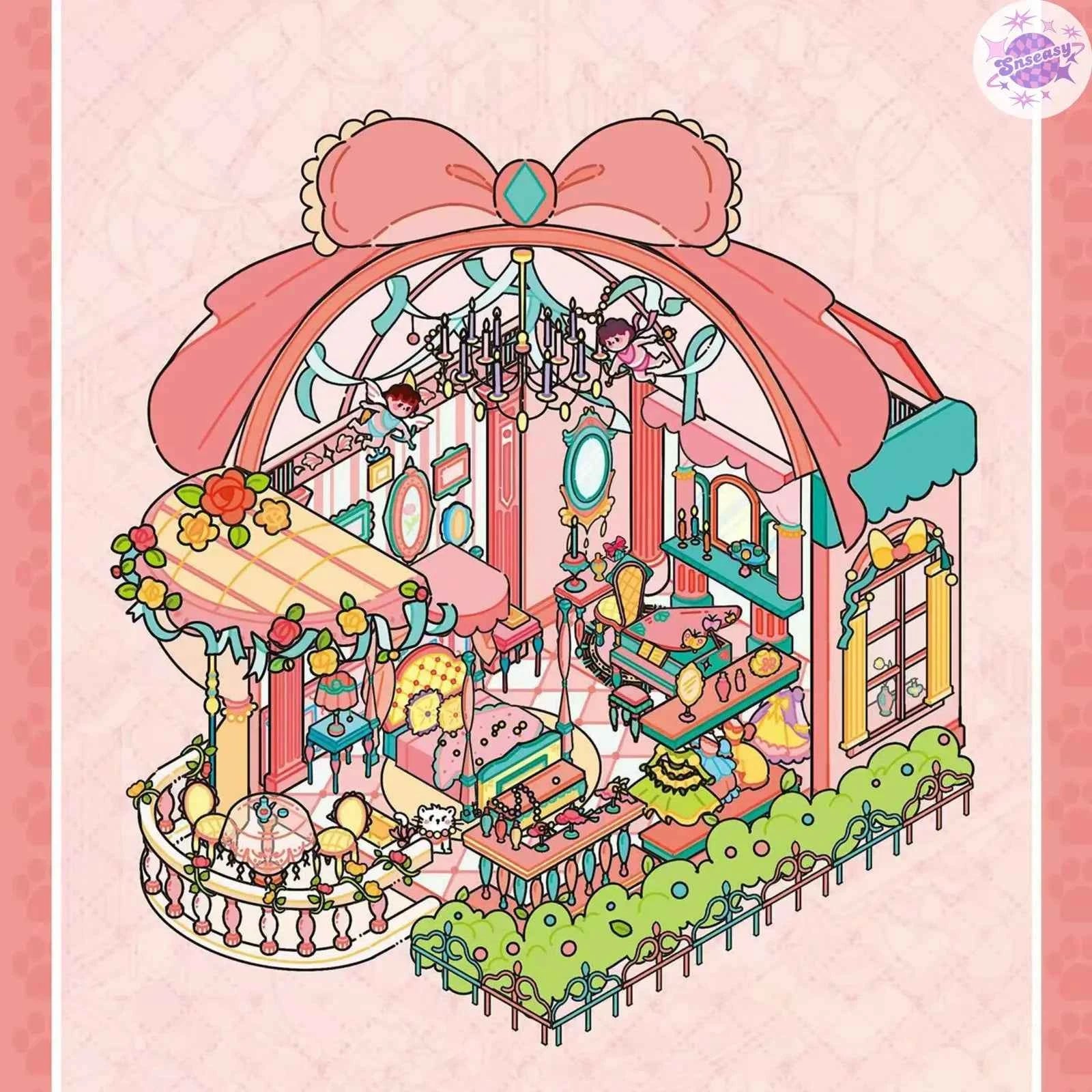 Original Art House – 3D Miniature Sticker Scenes - 5 Theme Sets: Japanese House | Moroccan House | Rococo House | Steampunk Mechanical House | Cat House
