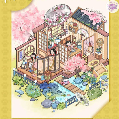 Original Art House – 3D Miniature Sticker Scenes - 5 Theme Sets: Japanese House | Moroccan House | Rococo House | Steampunk Mechanical House | Cat House