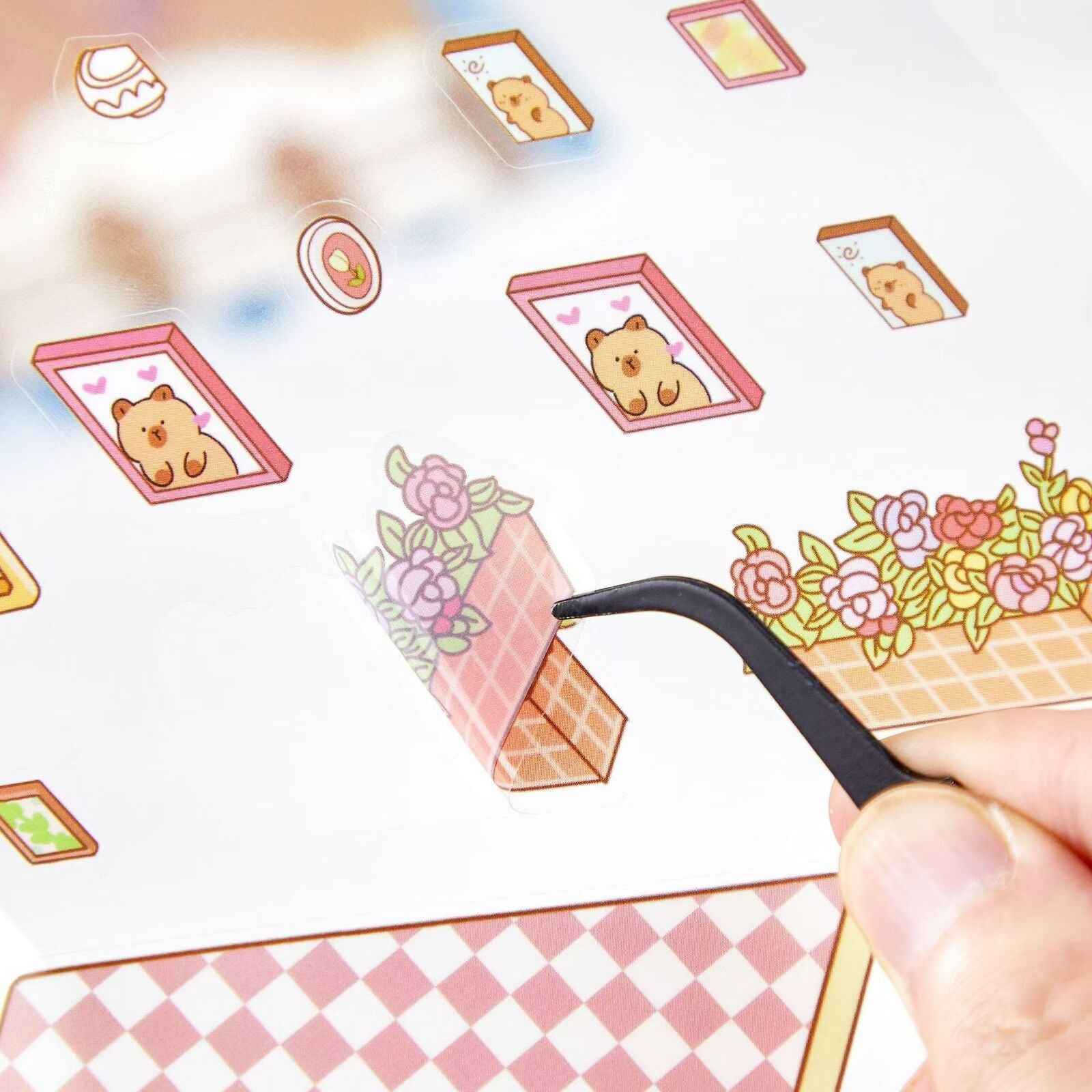 Plus Cozy Home – 3D Miniature Sticker Scenes - 4 Theme Sets: Dream Home | Capybara Home | Sweetheart Cottage | Panda House
