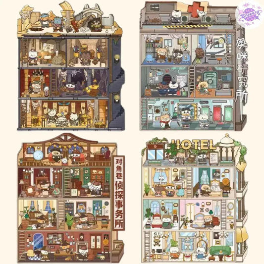 Magic Apprentice – 3D Miniature Sticker Scenes - 4 Theme Sets: Detective Agency | Mystery Hotel | Archaeological Adventure | Cat Research Institute