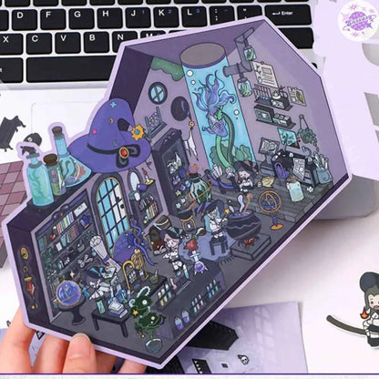 Plus Fairy Tale Castle – 3D Miniature Sticker Scenes - 2 Theme Sets: Fairy Tale Castle | Magic Cottage