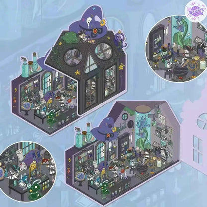 Plus Fairy Tale Castle – 3D Miniature Sticker Scenes - 2 Theme Sets: Fairy Tale Castle | Magic Cottage