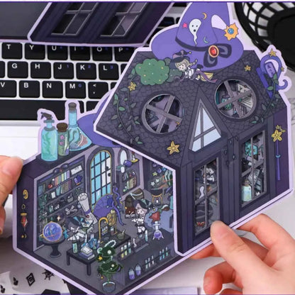 Plus Fairy Tale Castle – 3D Miniature Sticker Scenes - 2 Theme Sets: Fairy Tale Castle | Magic Cottage