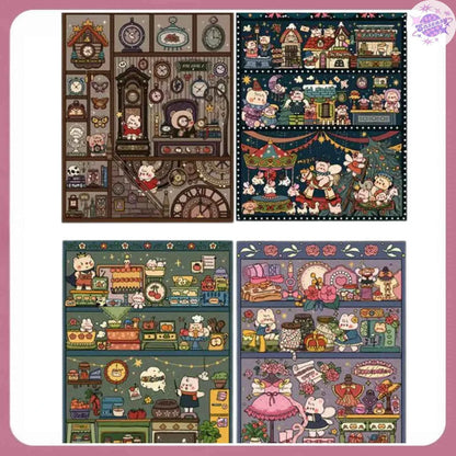 Cute Bunny Mini 1.0 – 3D Miniature Sticker Scenes - 4 Theme Sets