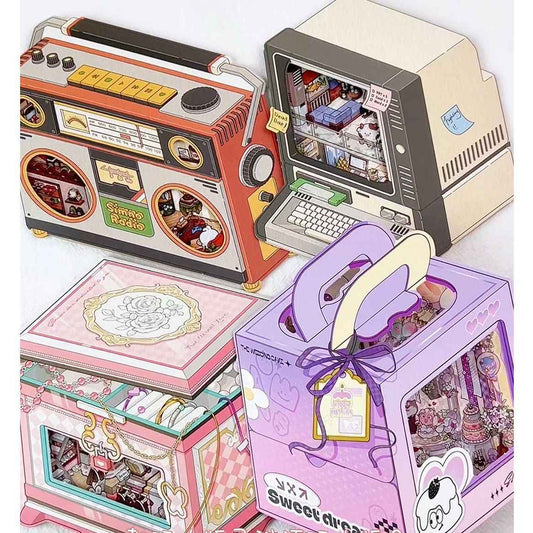 Magical Realm 6.0 – Flip-Lid Design 3D Sticker Scenes – 4 Theme Sets: Jewelry Box | Retro Radio | Work Day | Sweet Cake