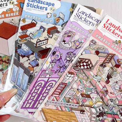 Magical Realm 6.0 – Flip-Lid Design 3D Sticker Scenes – 4 Theme Sets: Jewelry Box | Retro Radio | Work Day | Sweet Cake