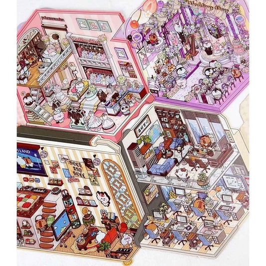 Magical Realm 6.0 – Flip-Lid Design 3D Sticker Scenes – 4 Theme Sets: Jewelry Box | Retro Radio | Work Day | Sweet Cake