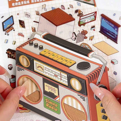 Magical Realm 6.0 – Flip-Lid Design 3D Sticker Scenes – 4 Theme Sets: Jewelry Box | Retro Radio | Work Day | Sweet Cake