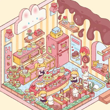 Yuki's Adventure – 3D Miniature Sticker Scenes – 11 Theme Sets: Dollhouse | Magic House | Aquarium | Dessert House | Botanical Lab | Space Capsule | Mushroom Manor | School | Camper Van | Cat Café | Animal Museum