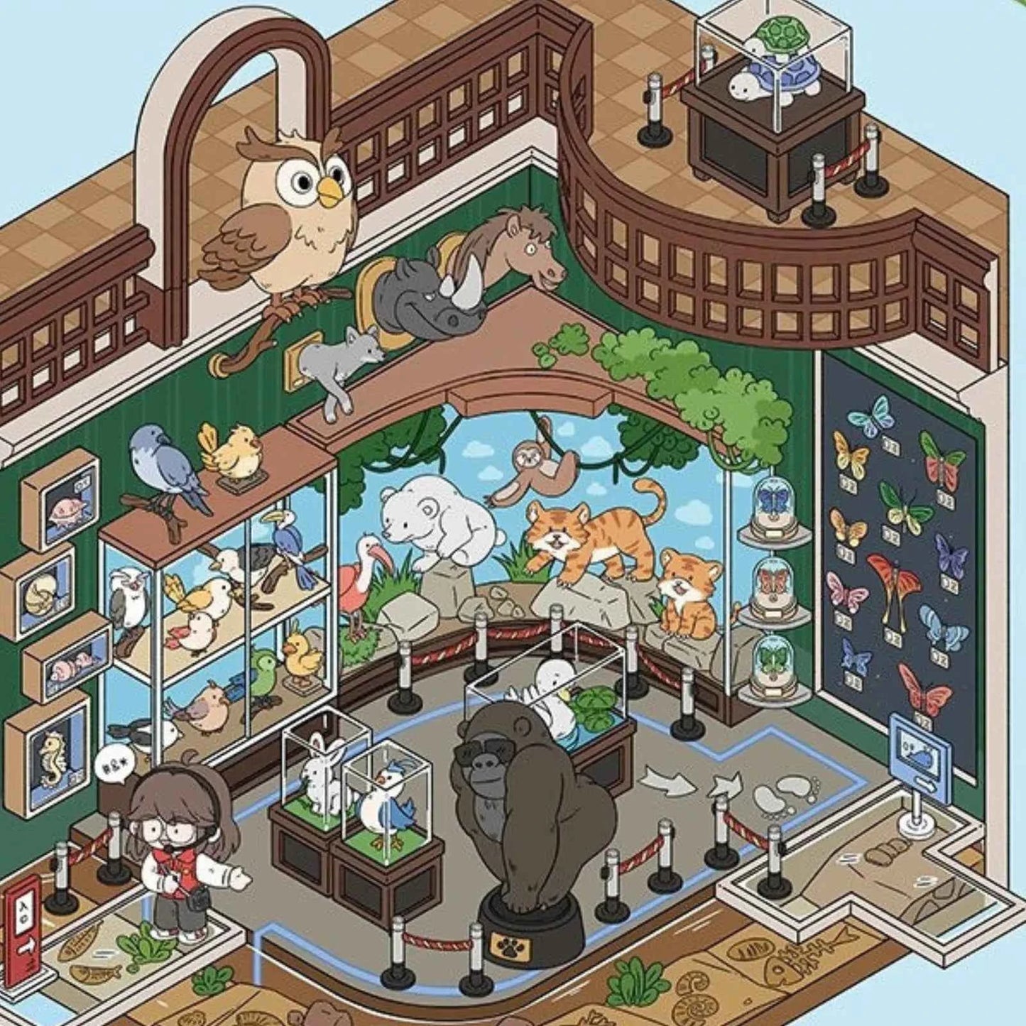 Yuki's Adventure – 3D Miniature Sticker Scenes – 11 Theme Sets: Dollhouse | Magic House | Aquarium | Dessert House | Botanical Lab | Space Capsule | Mushroom Manor | School | Camper Van | Cat Café | Animal Museum