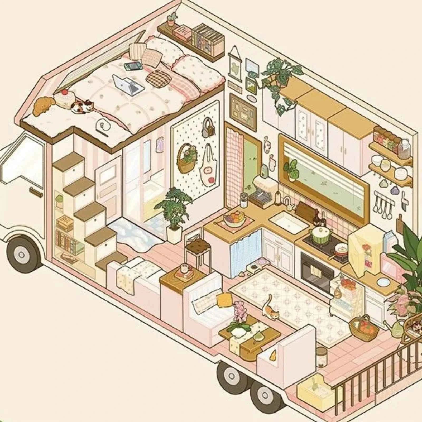 Yuki's Adventure – 3D Miniature Sticker Scenes – 11 Theme Sets: Dollhouse | Magic House | Aquarium | Dessert House | Botanical Lab | Space Capsule | Mushroom Manor | School | Camper Van | Cat Café | Animal Museum