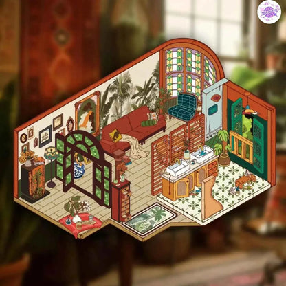 Nanyang Series – 3D Miniature Sticker Scenes - 5 Theme Sets: Nanyang Living Room | Nanyang Foyer | Nanyang Bedroom | Nanyang Kitchen | Van Gogh Studio