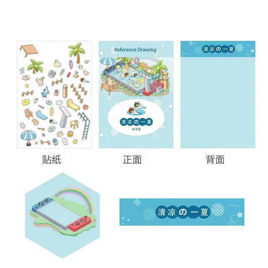 Childhood Dreams 3D Isometric Room Stickers - 4 Theme Sets: Pool Party | Arcade | Pink Loft | Dessert Street - SNSEASY