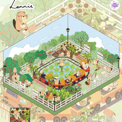River Beaver Lanny – 3D Miniature Sticker Scenes - 4 Theme Sets: Riverside Market | BBQ Ground | Wetland Park | Ecology Garden