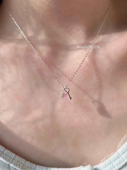"Sweetheart Key" 925 Sterling Silver Necklace - Perfect Birthday Gift for Her