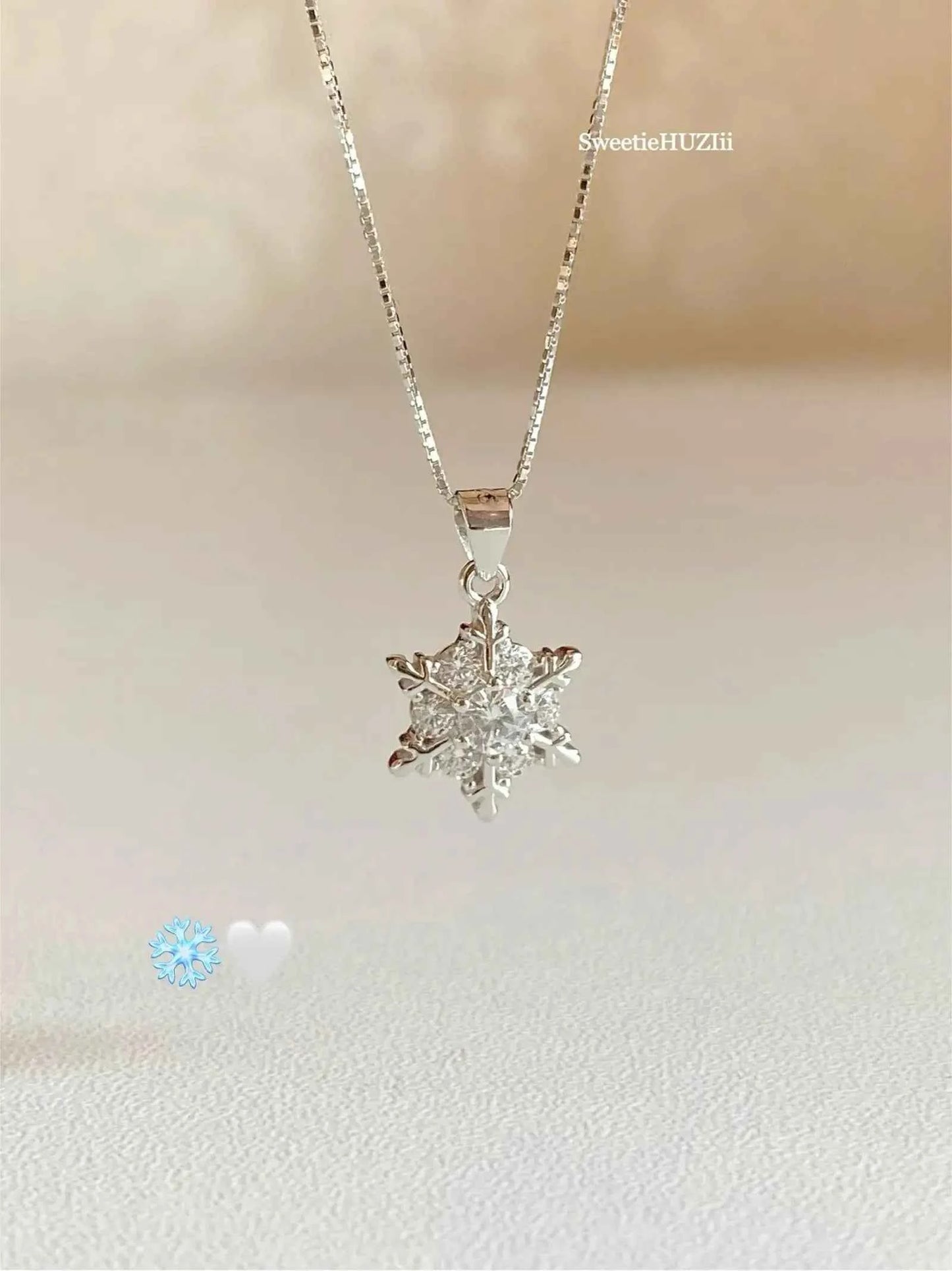 "Sparkling Snowflake" 925 Sterling Silver Necklace - Perfect Birthday Gift for Her