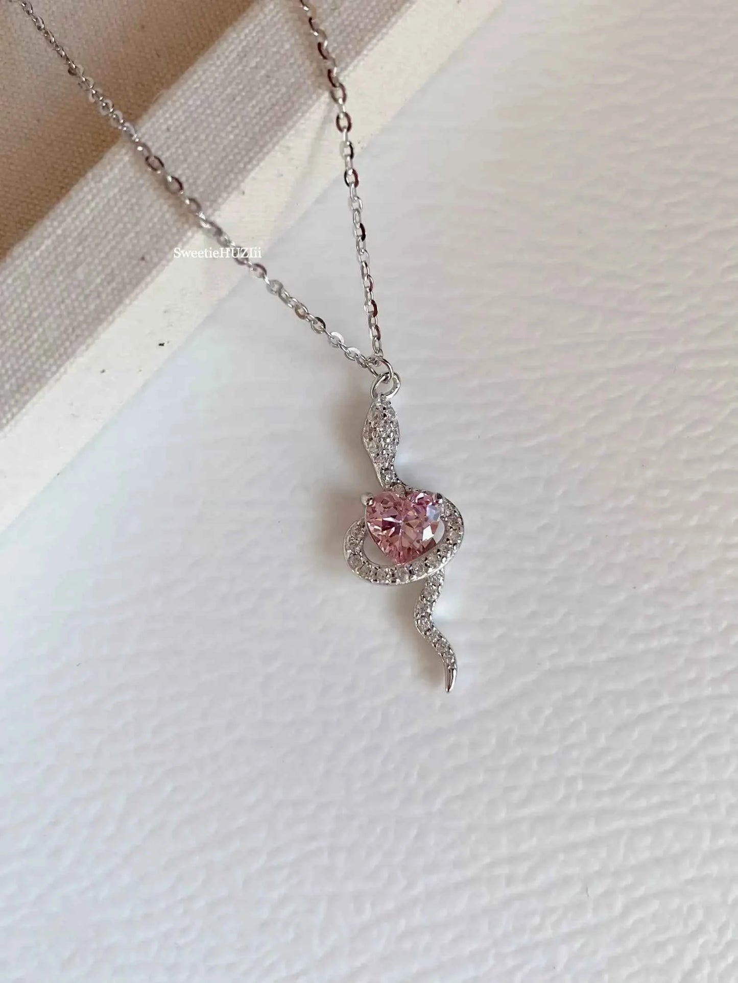 "Sweetheart Snake" 925 Sterling Silver Necklace - Perfect Birthday Gift for Her