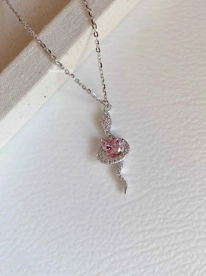 "Sweetheart Snake" 925 Sterling Silver Necklace - Perfect Birthday Gift for Her