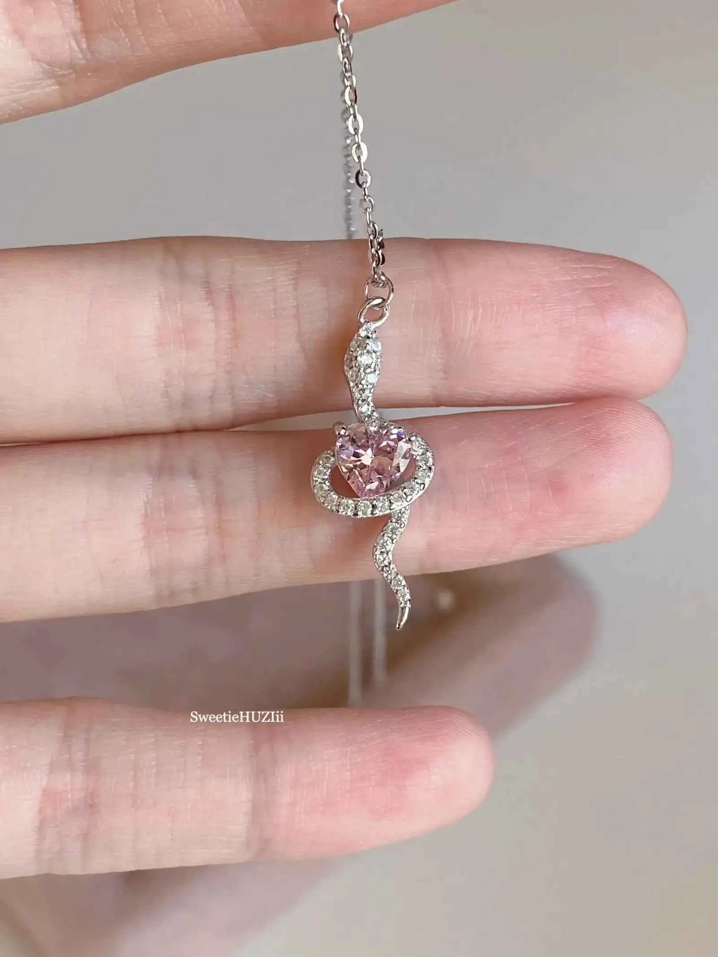 "Sweetheart Snake" 925 Sterling Silver Necklace - Perfect Birthday Gift for Her