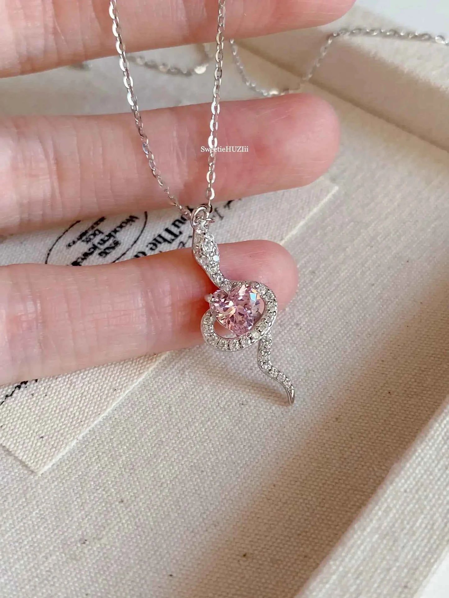 "Sweetheart Snake" 925 Sterling Silver Necklace - Perfect Birthday Gift for Her