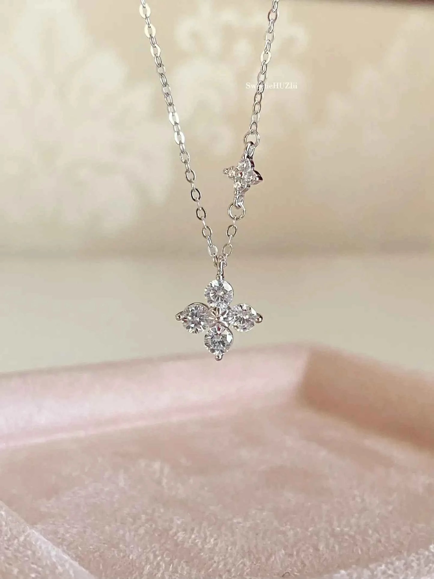 "Double Clover" 925 Sterling Silver Necklace - Perfect Birthday Gift for Her
