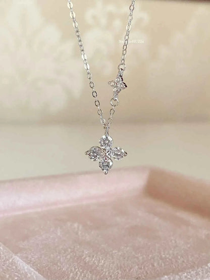 "Double Clover" 925 Sterling Silver Necklace - Perfect Birthday Gift for Her