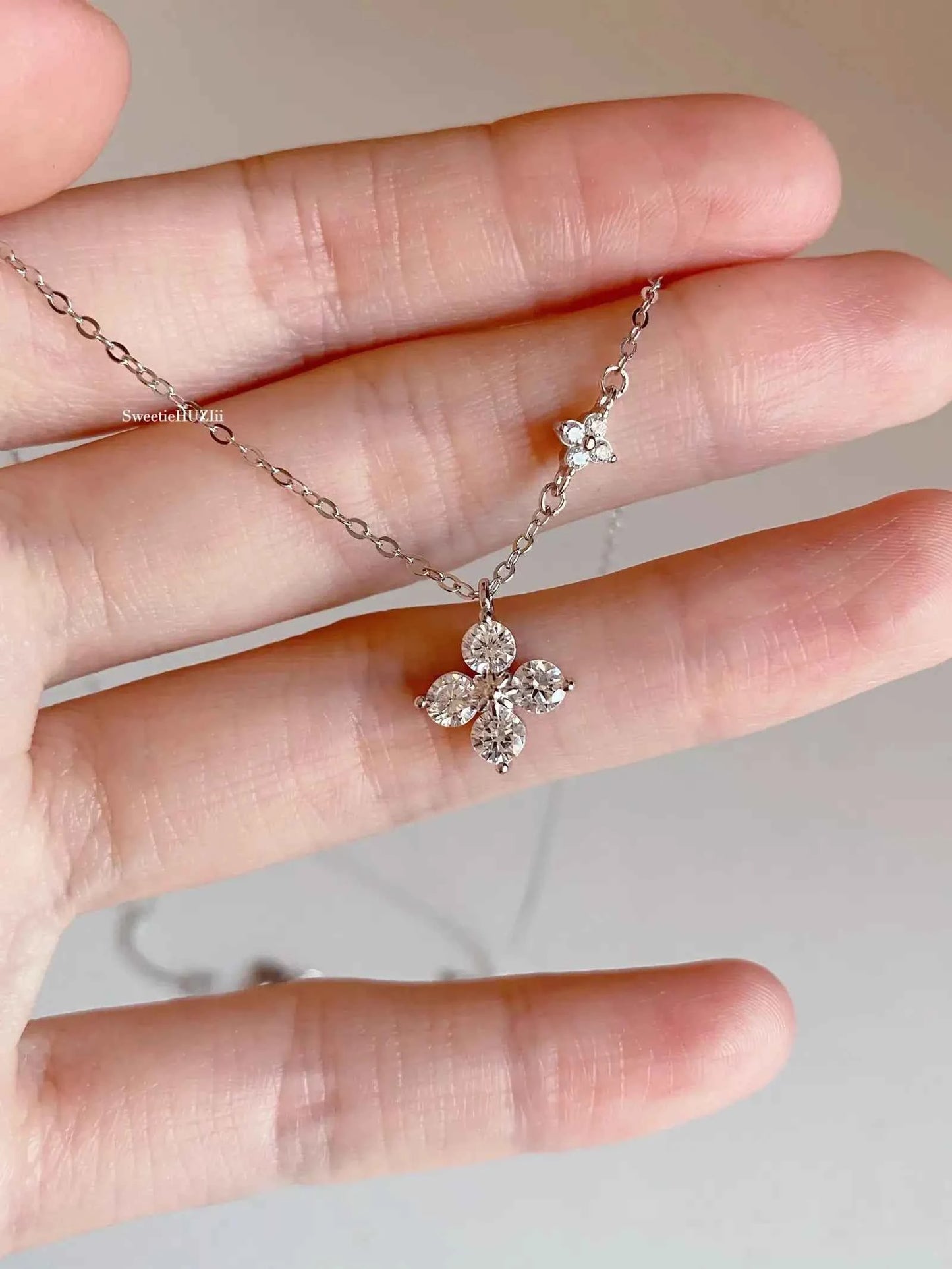 "Double Clover" 925 Sterling Silver Necklace - Perfect Birthday Gift for Her