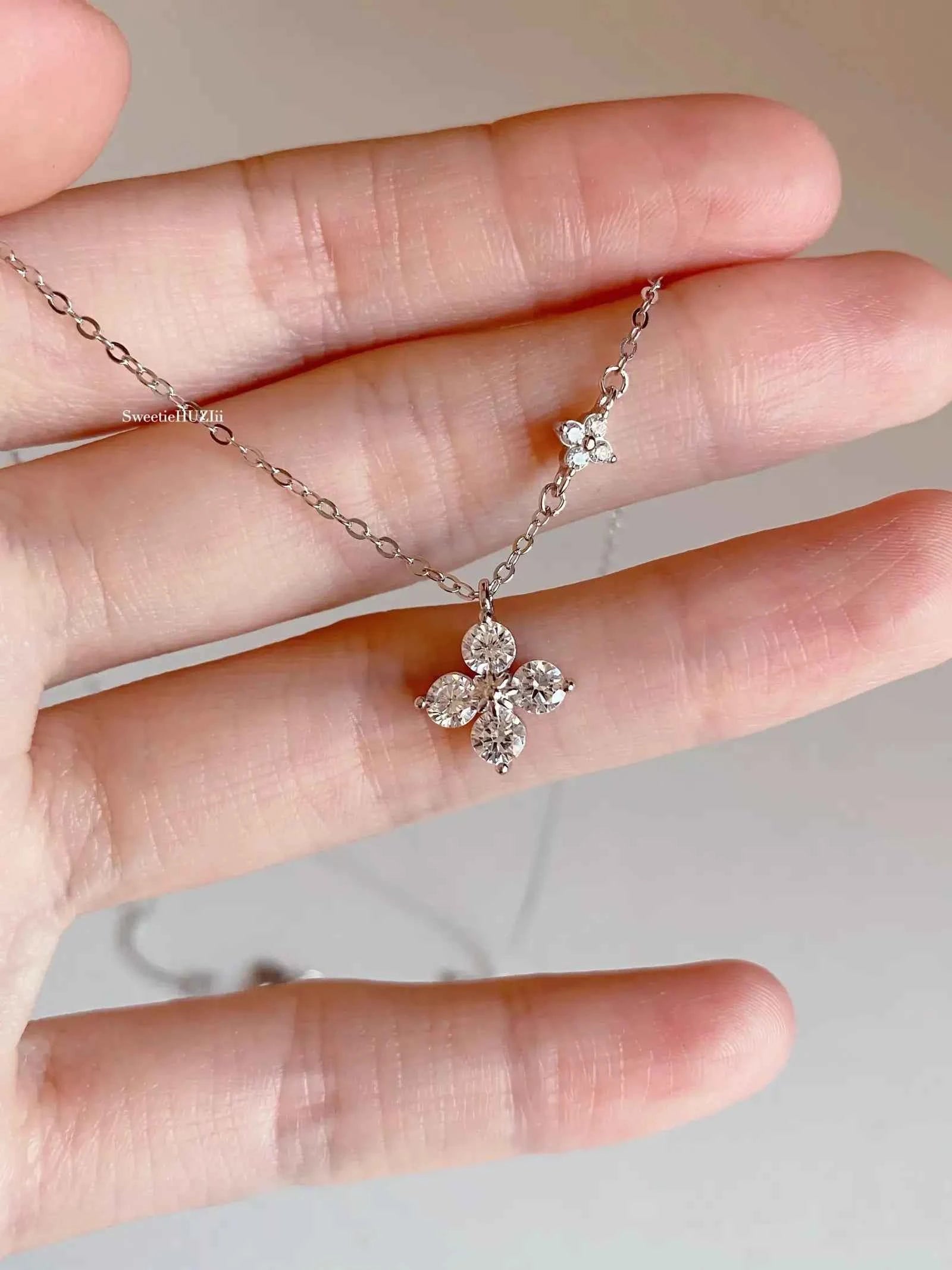 "Double Clover" 925 Sterling Silver Necklace - Perfect Birthday Gift for Her