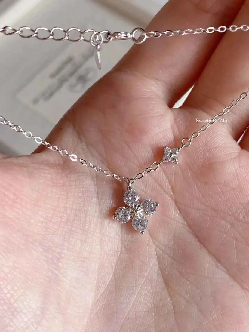 "Double Clover" 925 Sterling Silver Necklace - Perfect Birthday Gift for Her