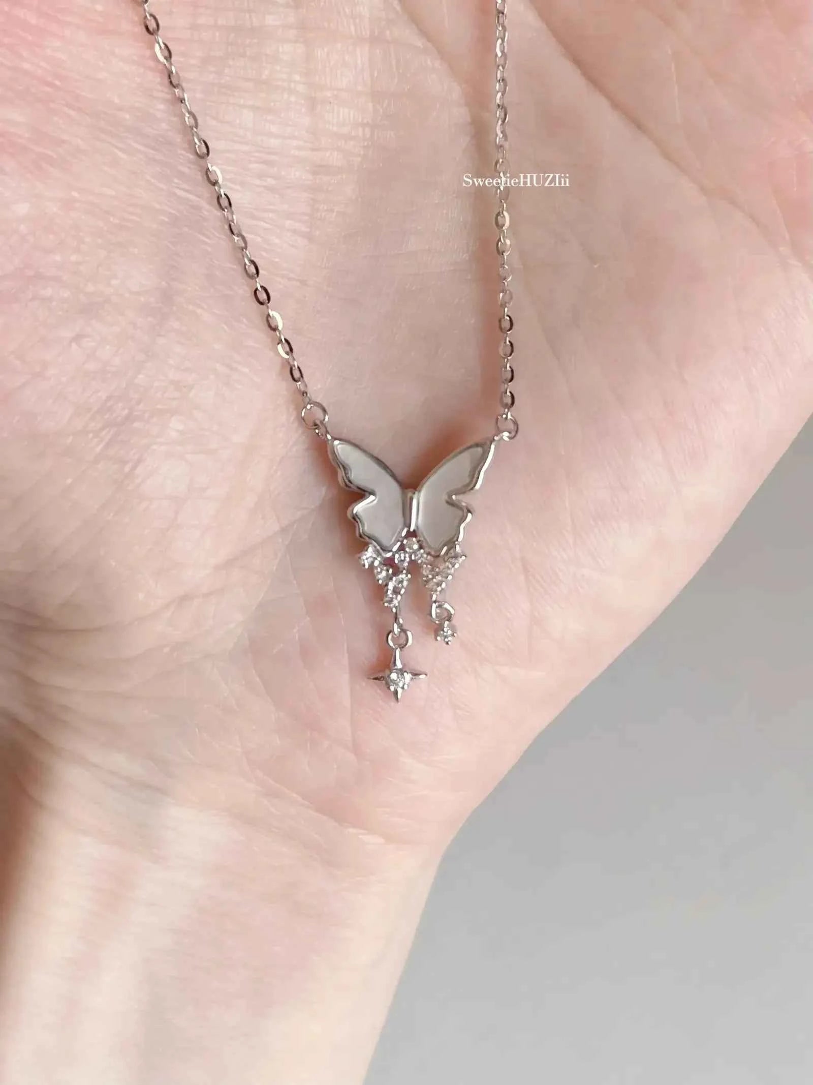 "Dreamy Butterfly Shell" 925 Sterling Silver Necklace - Elegant, Natural, and Unique