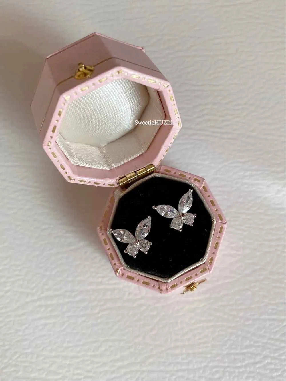 "Enchanted Forest Butterfly" 925 Sterling Silver Stud Earrings with Artificial Gems - Delicate, Natural, and Unique