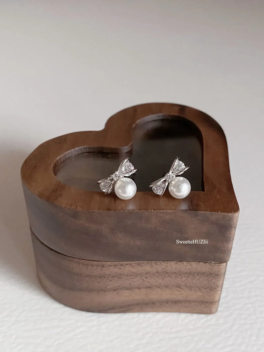 Sweet Bow Bead 925 Sterling Silver Stud Earrings &#8211; Delicate Elegant and Charming 4