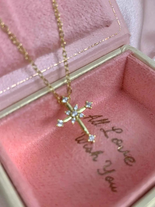 "Sparkling Faith" 925 Sterling Silver Mini Cross Necklace with Zircon - Elegant, Delicate, and Timeless