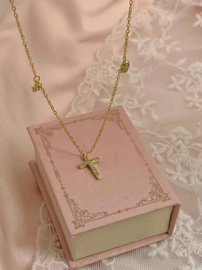 "Sparkling Faith" 925 Sterling Silver Mini Cross Heart Necklace - Elegant, Delicate, and Timeless