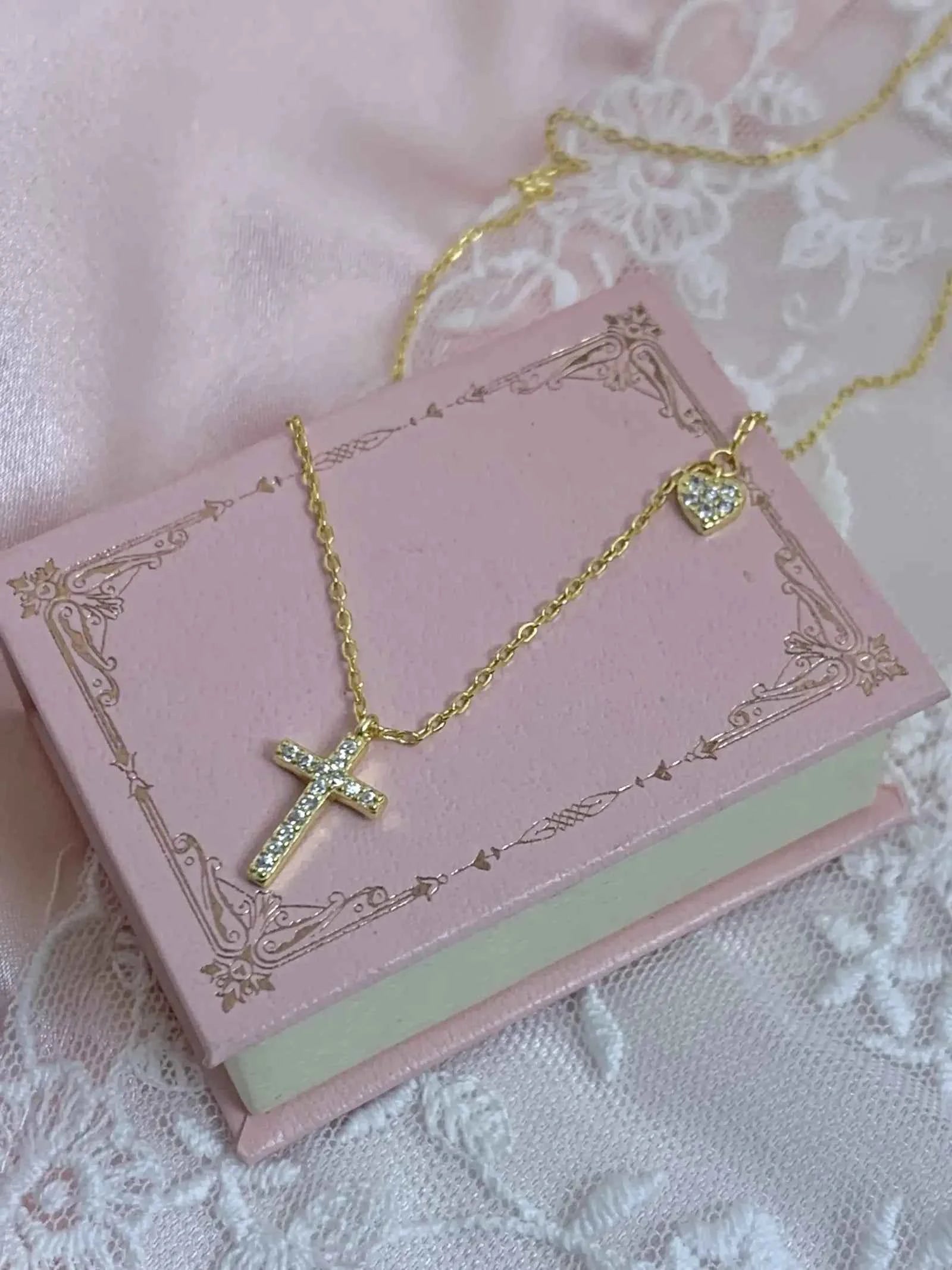 "Sparkling Faith" 925 Sterling Silver Mini Cross Heart Necklace - Elegant, Delicate, and Timeless