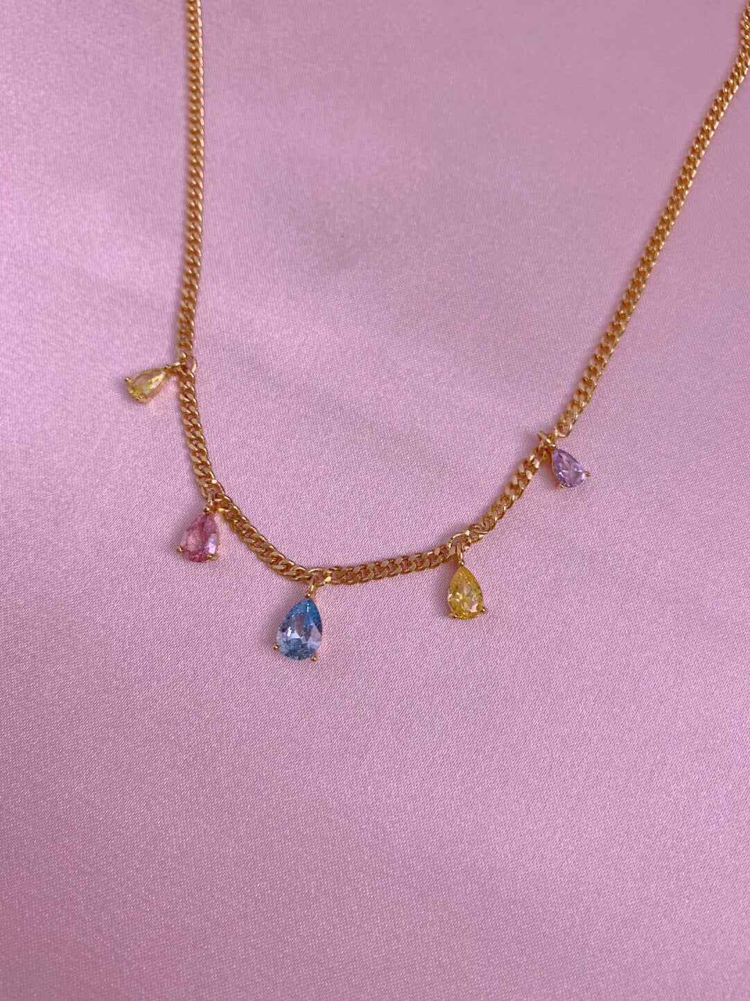"Blue Tear" Original Design Zircon Cross Pendant Necklace - Vintage, Elegant, and Unique