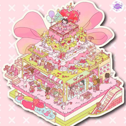 Plus Summer Edition – 3D Miniature Sticker Scenes - 2 Theme Sets: Mystery Cake Box | Summer Party