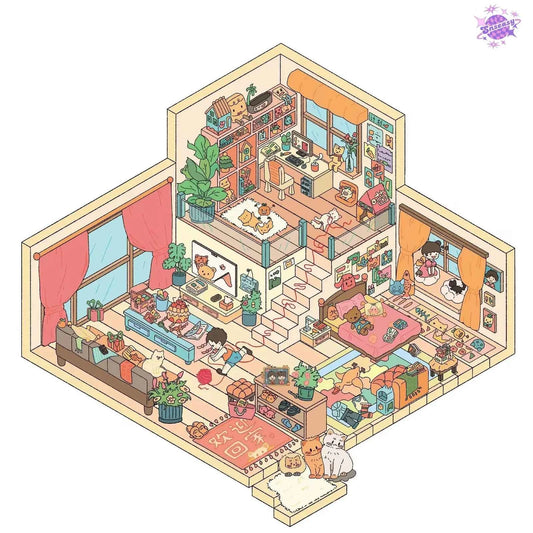 Sweet House 8.0 – 3D Miniature Sticker Scenes - 4 Theme Sets: Arcade Party | Joyful Gathering | Welcome Home | Housewarming