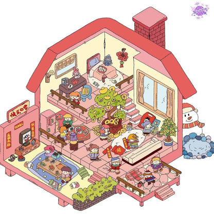 Sweet House 8.0 – 3D Miniature Sticker Scenes - 4 Theme Sets: Arcade Party | Joyful Gathering | Welcome Home | Housewarming