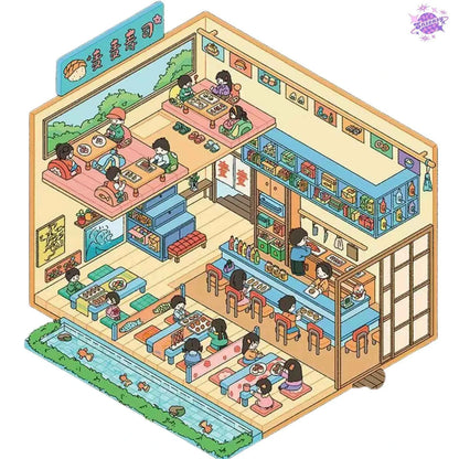 Bar and Art Museum – 3D Miniature Sticker Scenes - 6 Theme Sets: Bar | Art Museum | Courtyard | Boxing Gym | Sushi Restaurant | Abandoned School