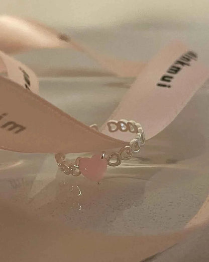 "Princess Bow Collection" 925 Sterling Silver Pink Zircon Ring Set - Sweet, Elegant, and Royal