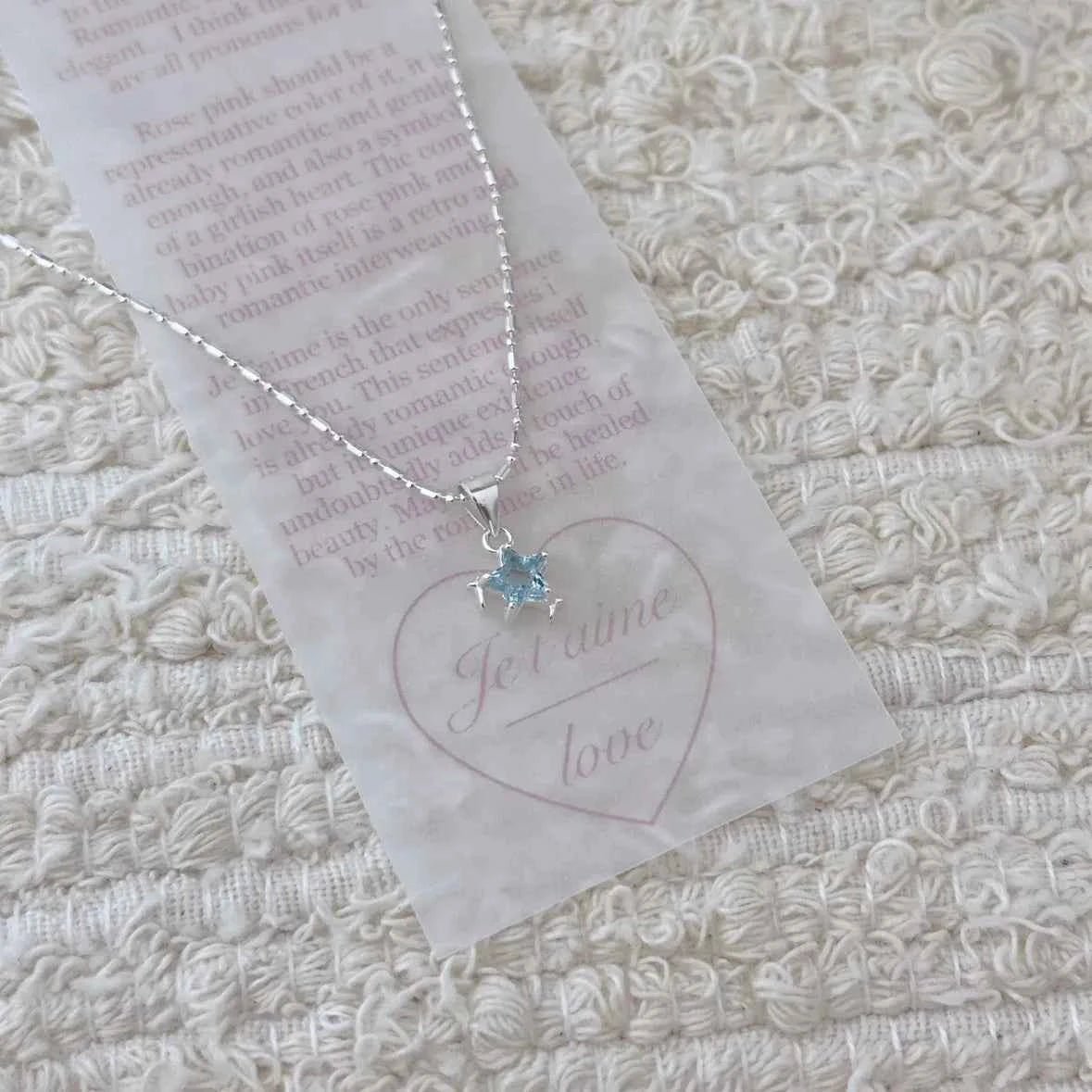 "Blue Starlight" 925 Sterling Silver Necklace with Blue Zircon - Dreamy and Elegant